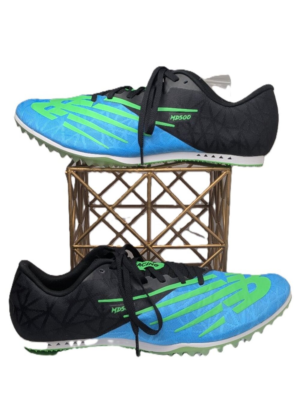 New Balance MD500 Blue Black Green Track Spikes Size 12 MMD500F NWOB